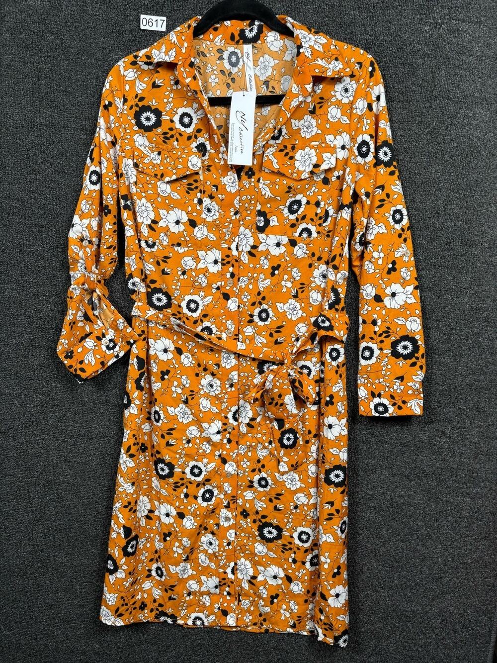 NY Collection Petite Shirtdress Long Sleeve Roll Tab Womens Size PS Mustard NWT